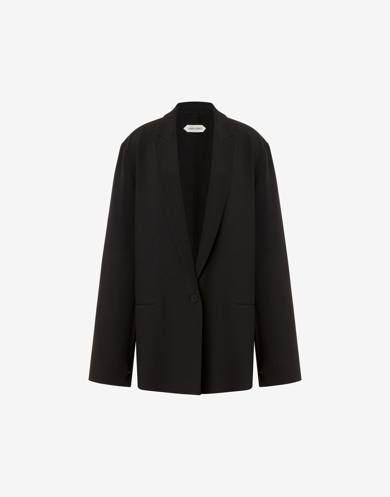 Oversized jacket in stretch cady with open sleeves and deep neckline Black Alberta Ferretti Boutique Online 4