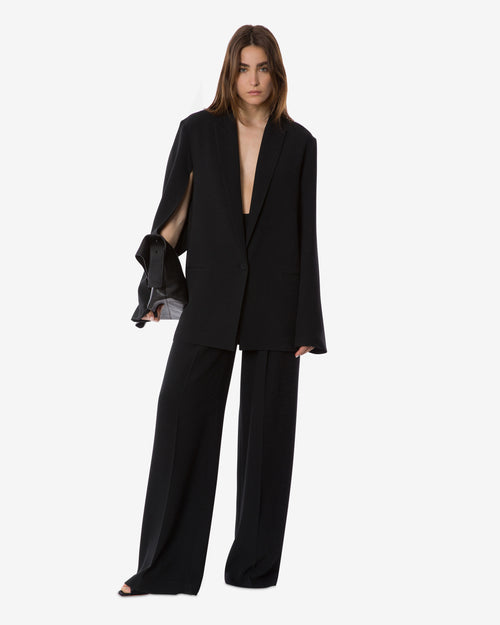 Oversized jacket in stretch cady with open sleeves and deep neckline Black Alberta Ferretti Boutique Online 1