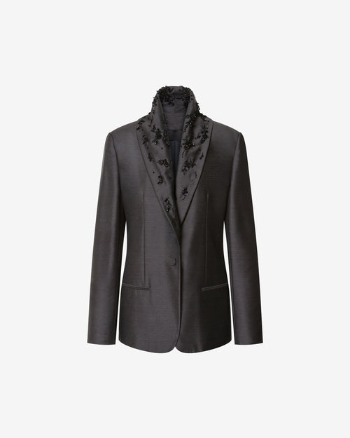 Beaded wool silk suit jacket
