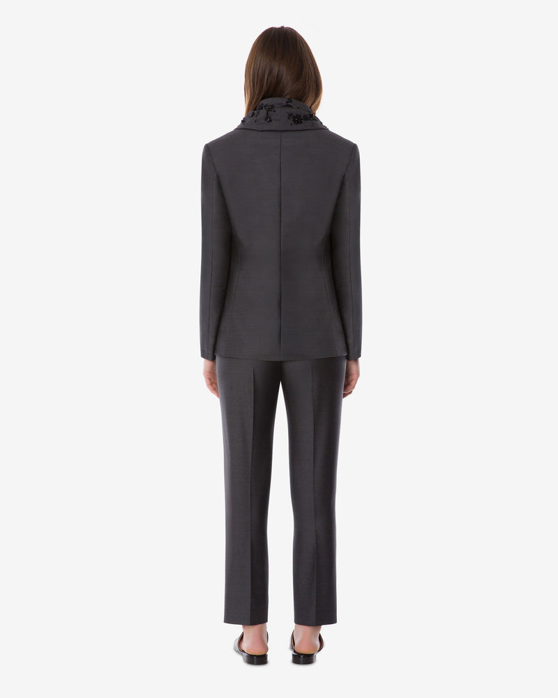 Beaded wool silk suit jacket Grey Alberta Ferretti Boutique Online 1