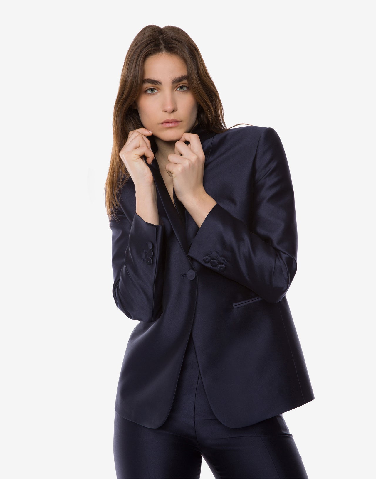 Veste de soirée Mikado Bleu Alberta Ferretti Boutique Online 3