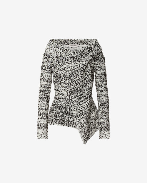 Cross-neck knit jacket in bouclé wool Grey Alberta Ferretti Boutique Online 0