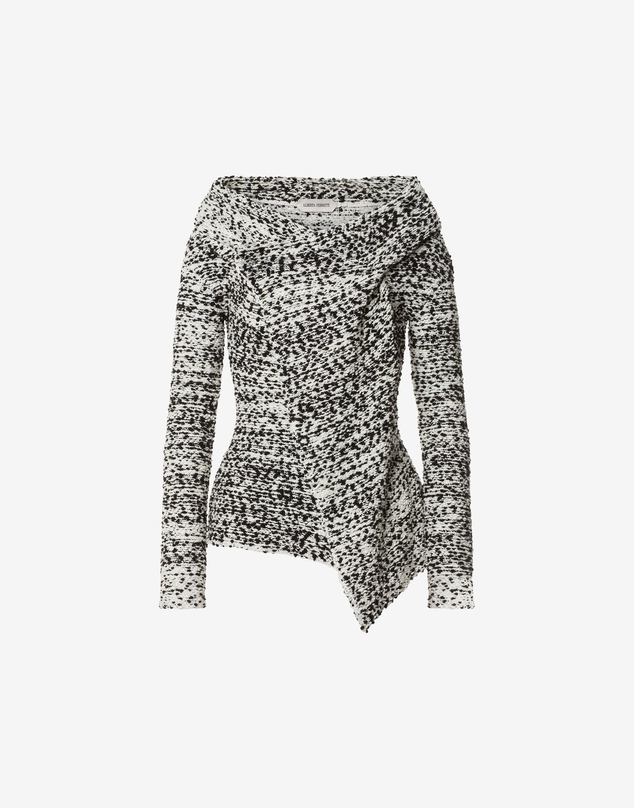 Giacca in maglia con scollo incrociato in lana bouclé Grigio Alberta Ferretti Boutique Online 1