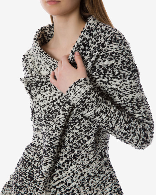 Cross-neck knit jacket in bouclé wool