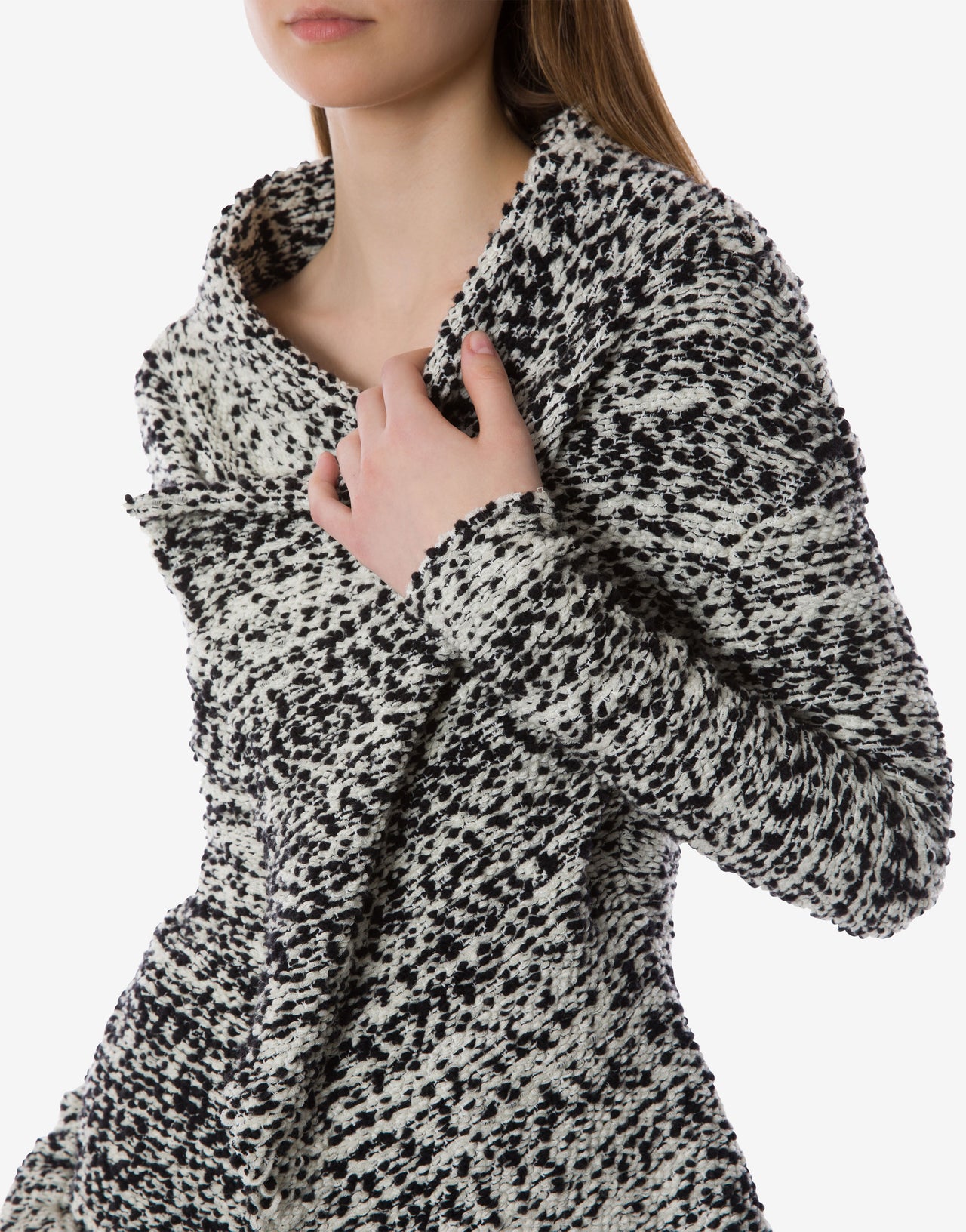 Giacca in maglia con scollo incrociato in lana bouclé Grigio Alberta Ferretti Boutique Online 4