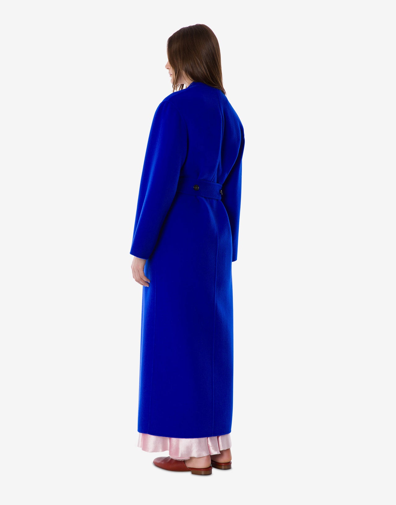 Long wrap coat in wool and cashmere 蓝色 Alberta Ferretti Boutique Online 3