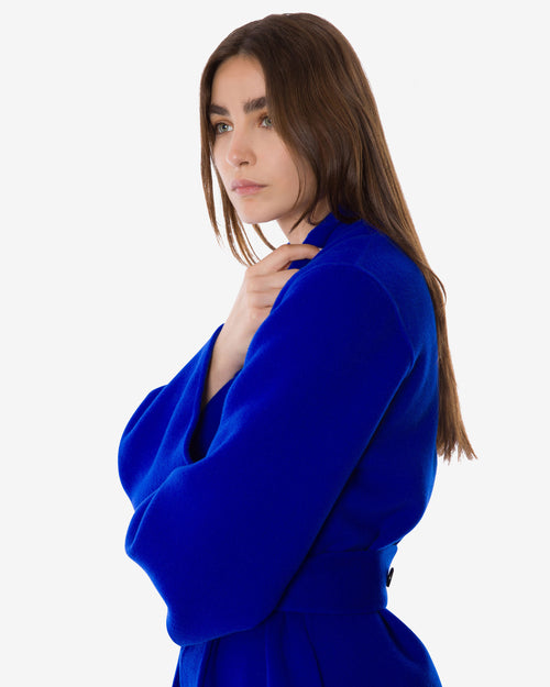 Long wrap coat in wool and cashmere