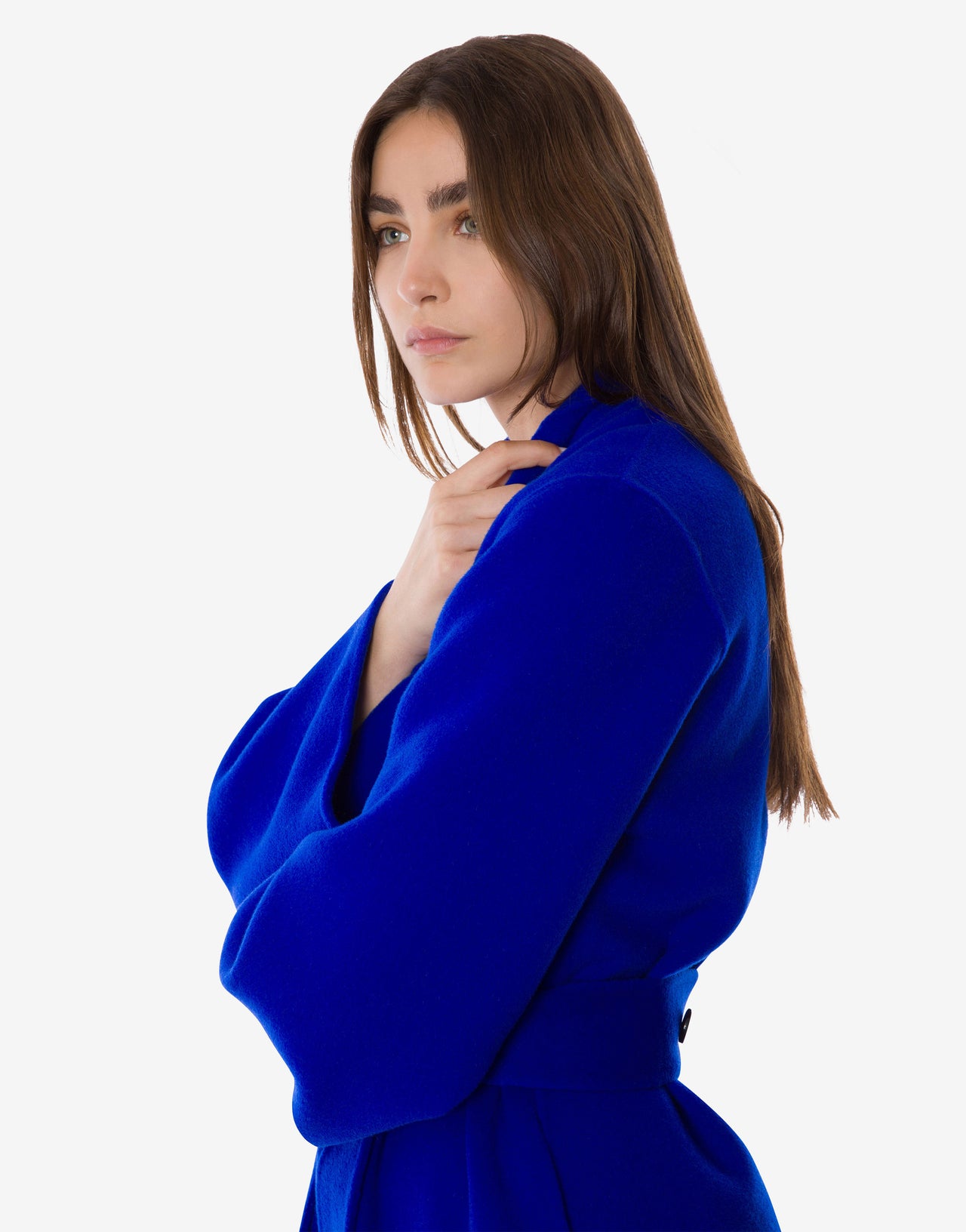 Long wrap coat in wool and cashmere 蓝色 Alberta Ferretti Boutique Online 4