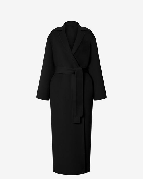 Long wrap coat in wool and cashmere Black Alberta Ferretti Boutique Online 0