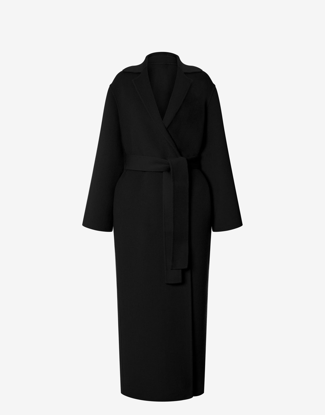 Langer Wickelmantel aus Wolle und Kaschmir Schwarz Alberta Ferretti Boutique Online 1