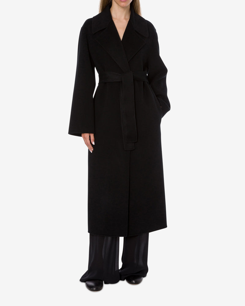 Long wrap coat in wool and cashmere Black Alberta Ferretti Boutique Online 1