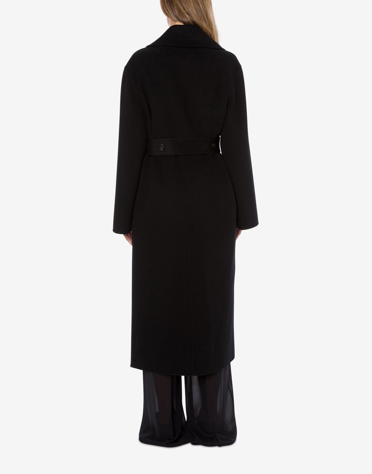 Langer Wickelmantel aus Wolle und Kaschmir Schwarz Alberta Ferretti Boutique Online 3