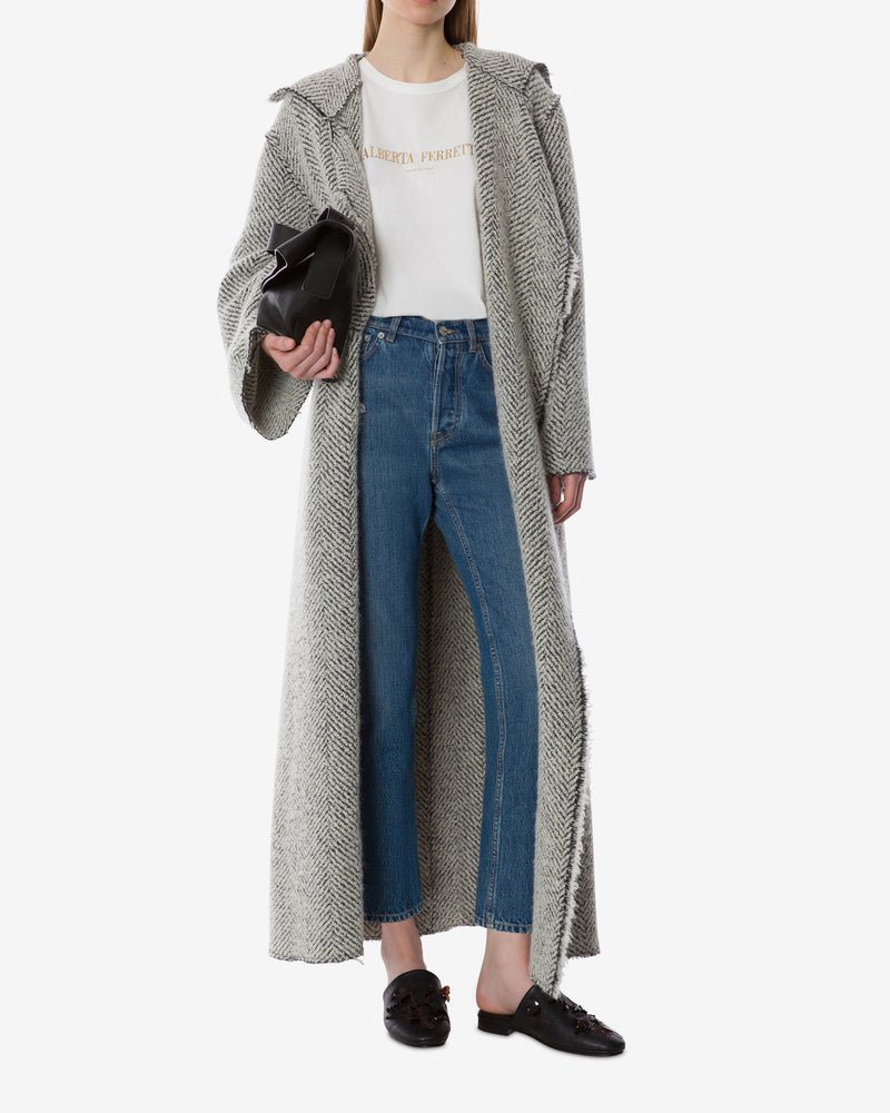 Herringbone bouclé coat グレイ Alberta Ferretti Boutique Online 1
