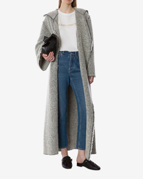 Herringbone bouclé coat Grey Alberta Ferretti Boutique Online 1