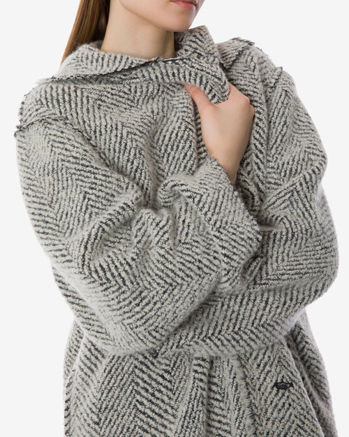 Herringbone bouclé coat