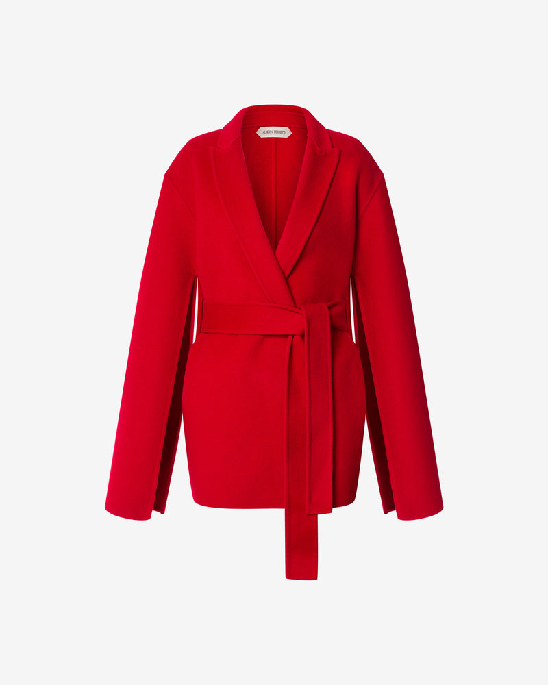 Cashmere belted robe jacket Red Alberta Ferretti Boutique Online 0