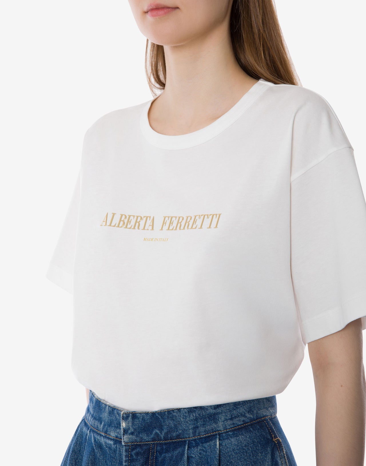 Logo boxy jersey t-shirt White Alberta Ferretti Boutique Online 4