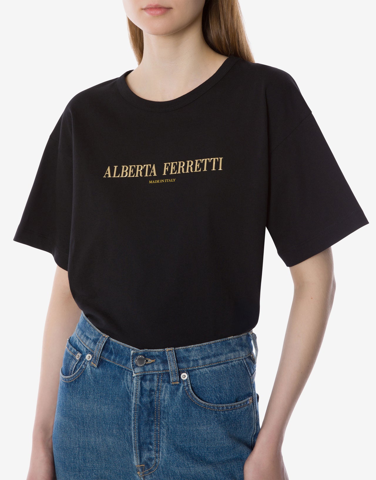 Logo boxy jersey t-shirt Black Alberta Ferretti Boutique Online 4
