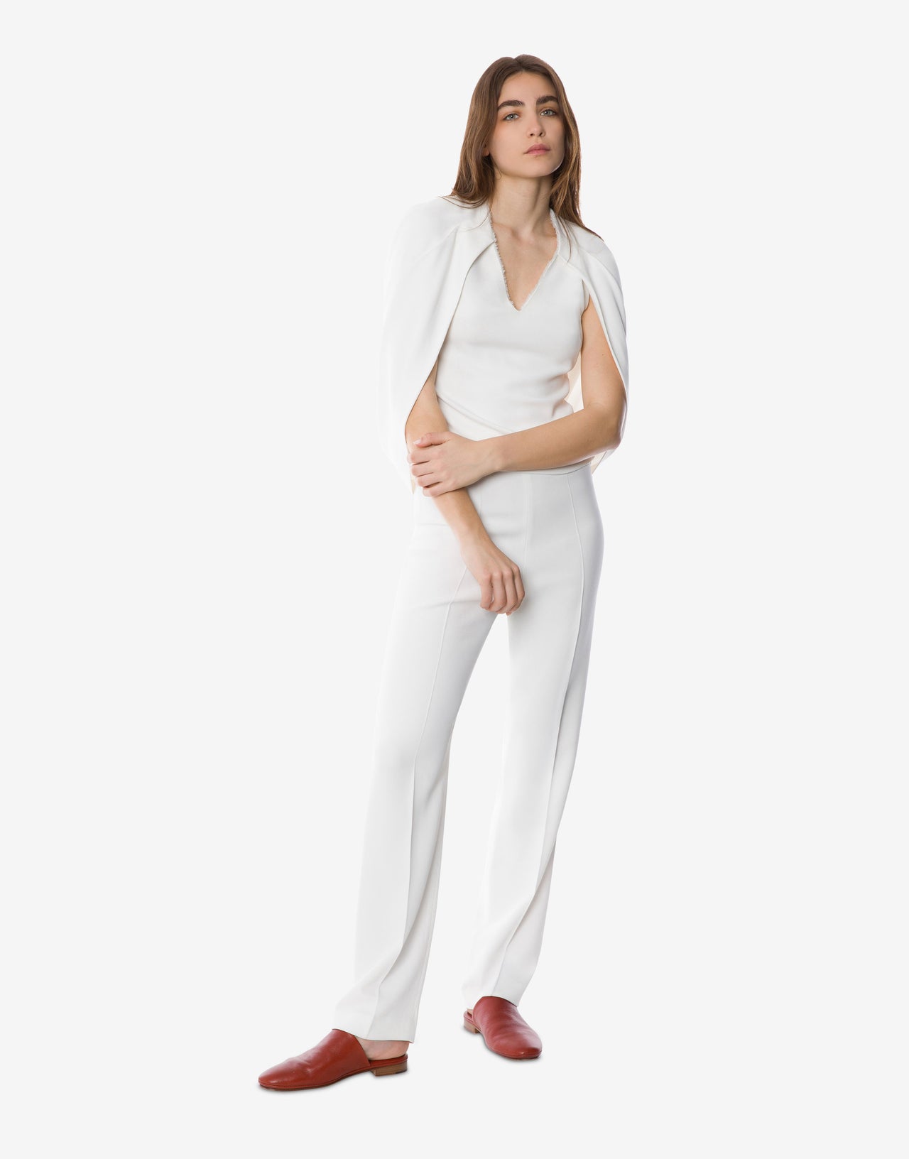 Top cape à col en V Blanc Alberta Ferretti Boutique Online 1