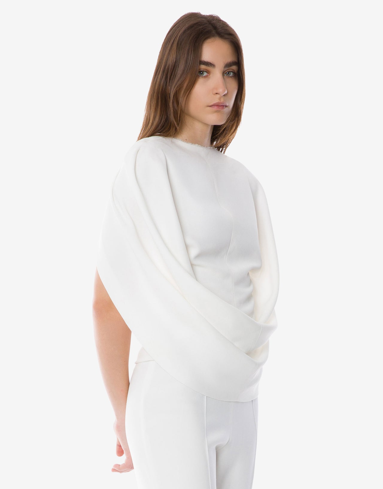 Top cape à col en V Blanc Alberta Ferretti Boutique Online 3