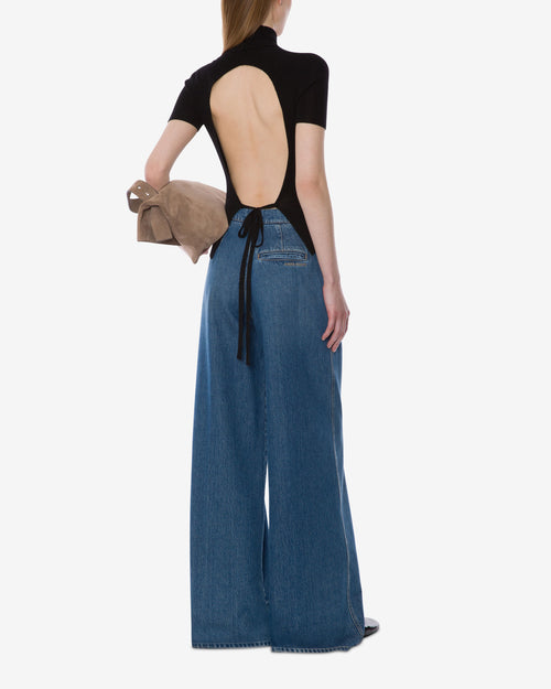 Wool and cashmere top with an open back