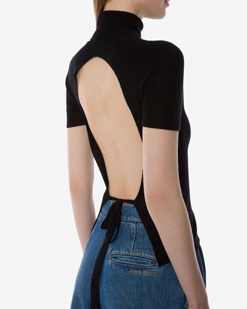 Wool and cashmere top with an open back