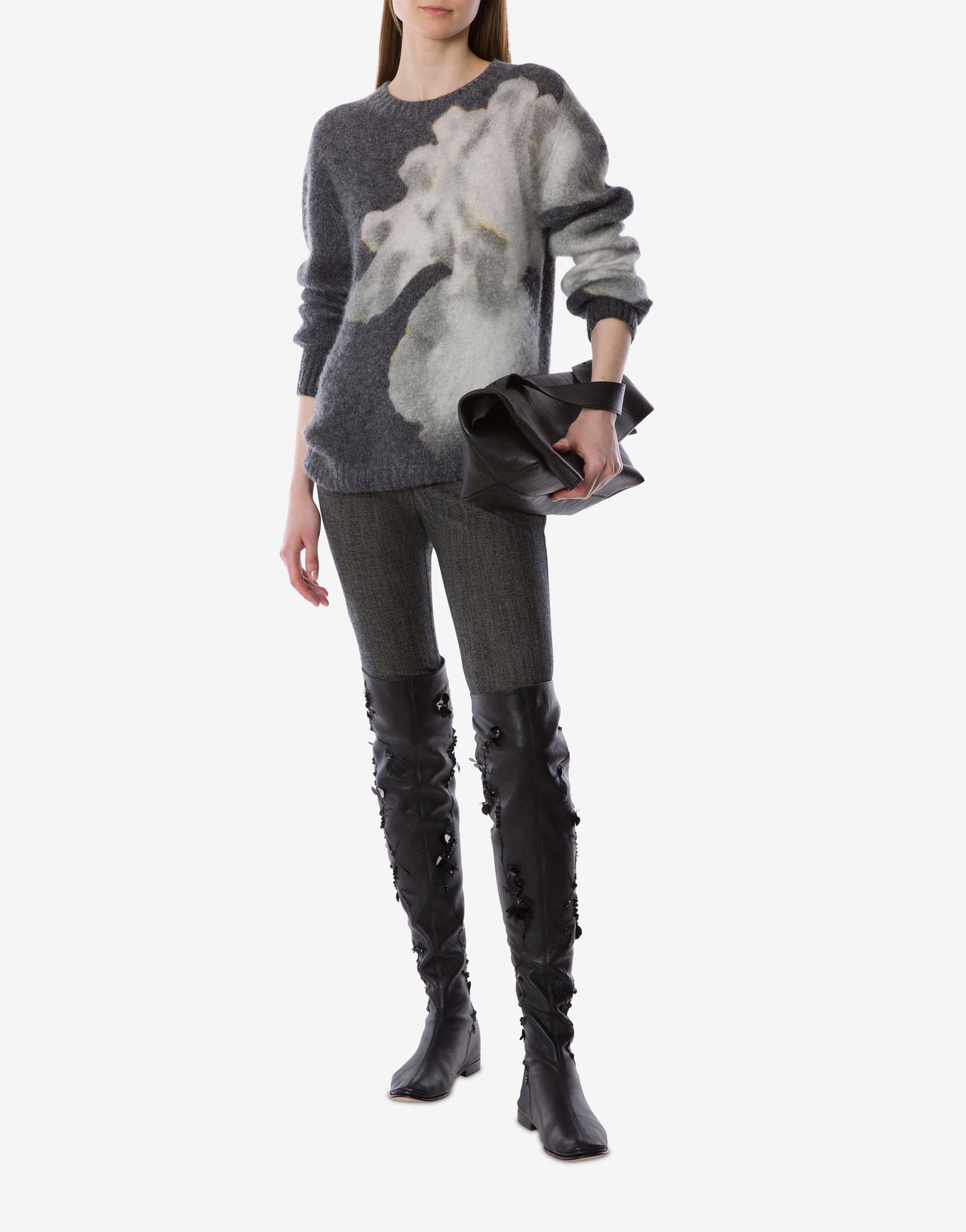 Orchid print mohair sweater Grey Alberta Ferretti Boutique Online 2