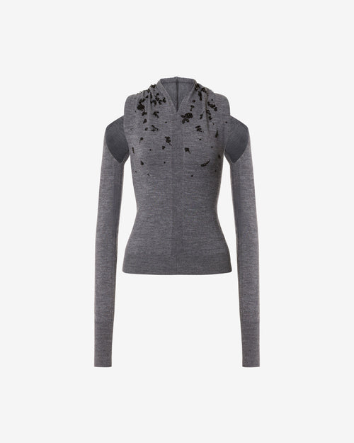 Cut-out embroidered merino wool top Grey Alberta Ferretti Boutique Online 0