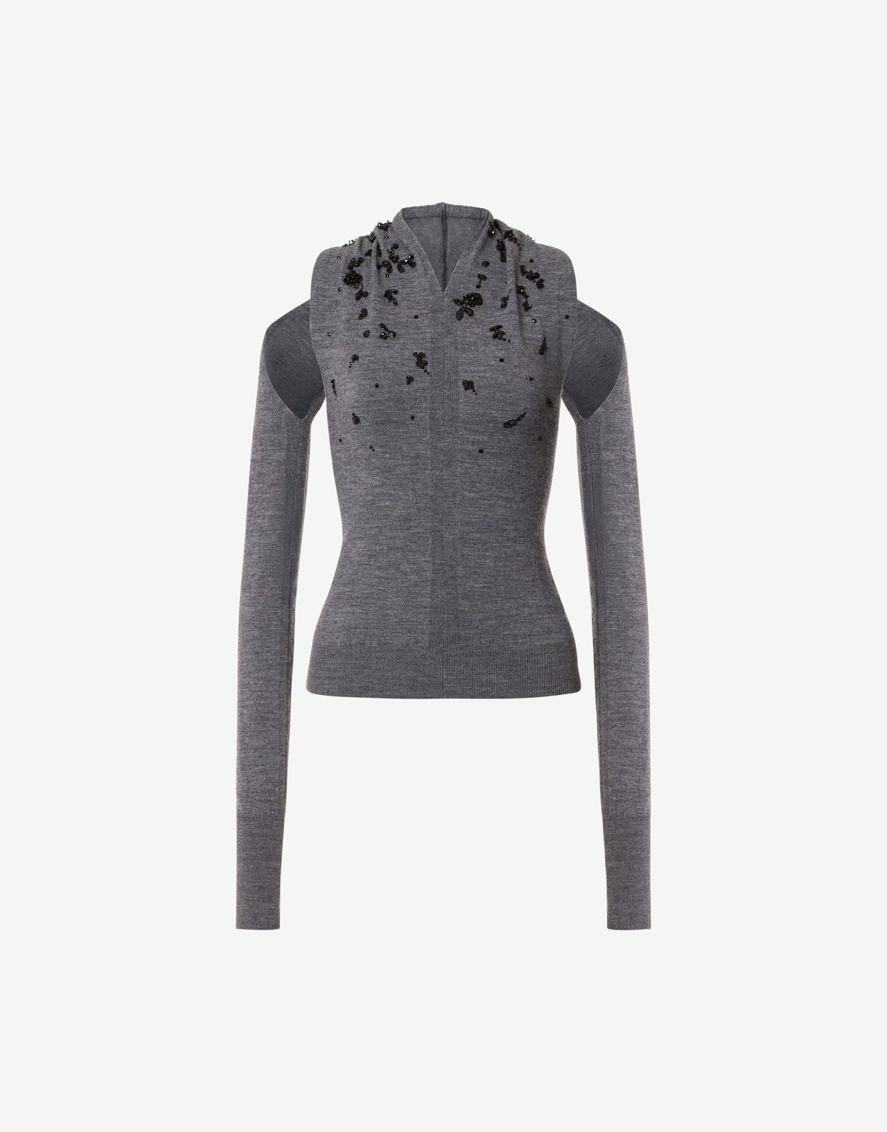 Cut-out embroidered merino wool top Grey Alberta Ferretti Boutique Online 1