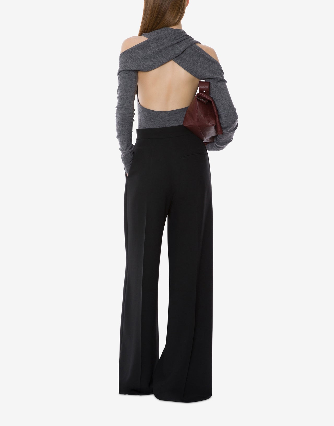 Cut-out embroidered merino wool top Grey Alberta Ferretti Boutique Online 3