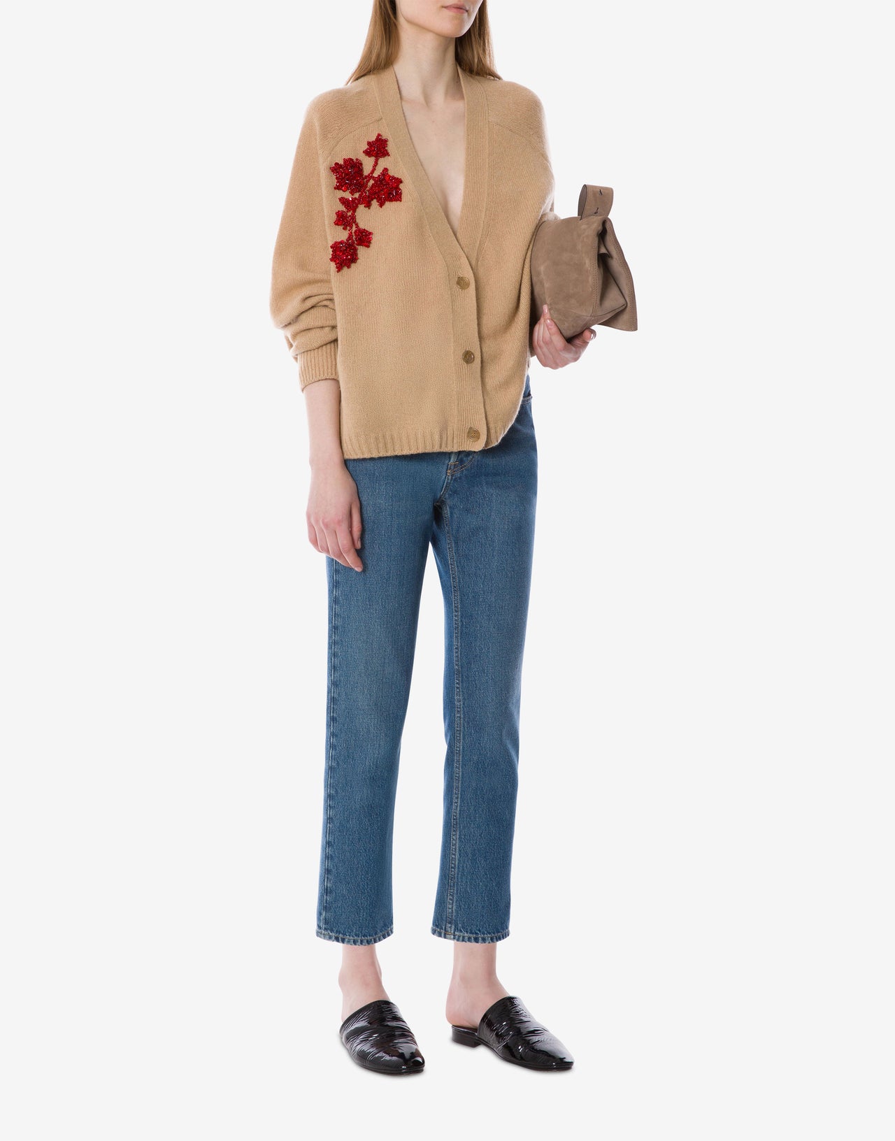 Bestickte Kaschmir-Strickjacke Beige Alberta Ferretti Boutique Online 2