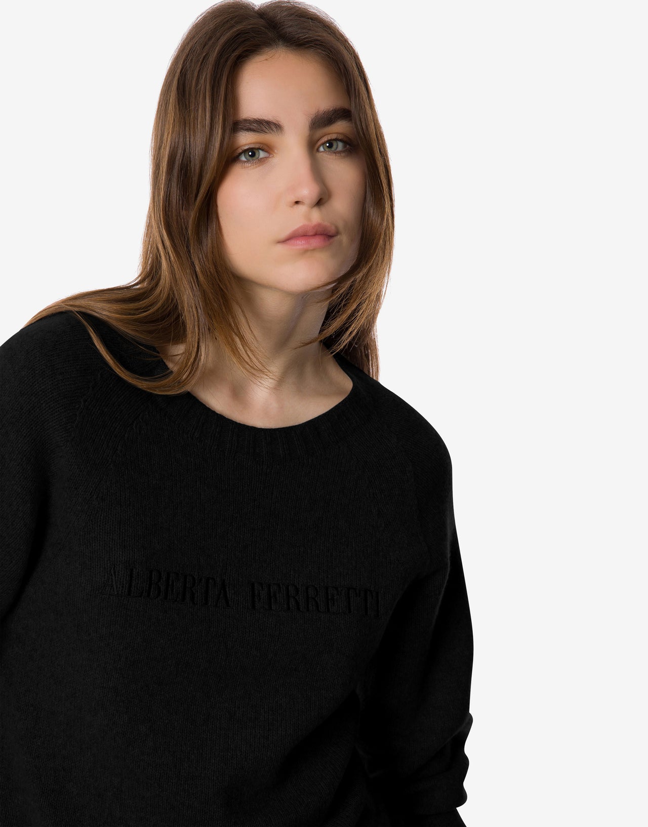 Logo-Kaschmir-Pullover Schwarz Alberta Ferretti Boutique Online 4