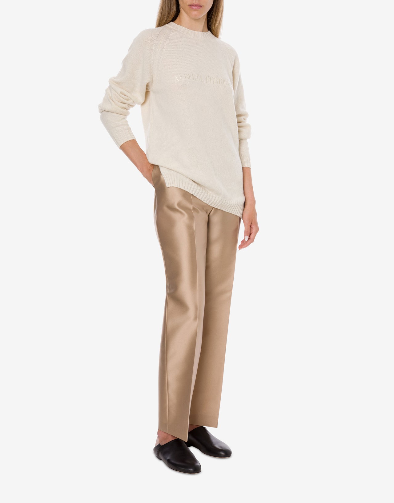 Logo cashmere sweater Ivory Alberta Ferretti Boutique Online 2