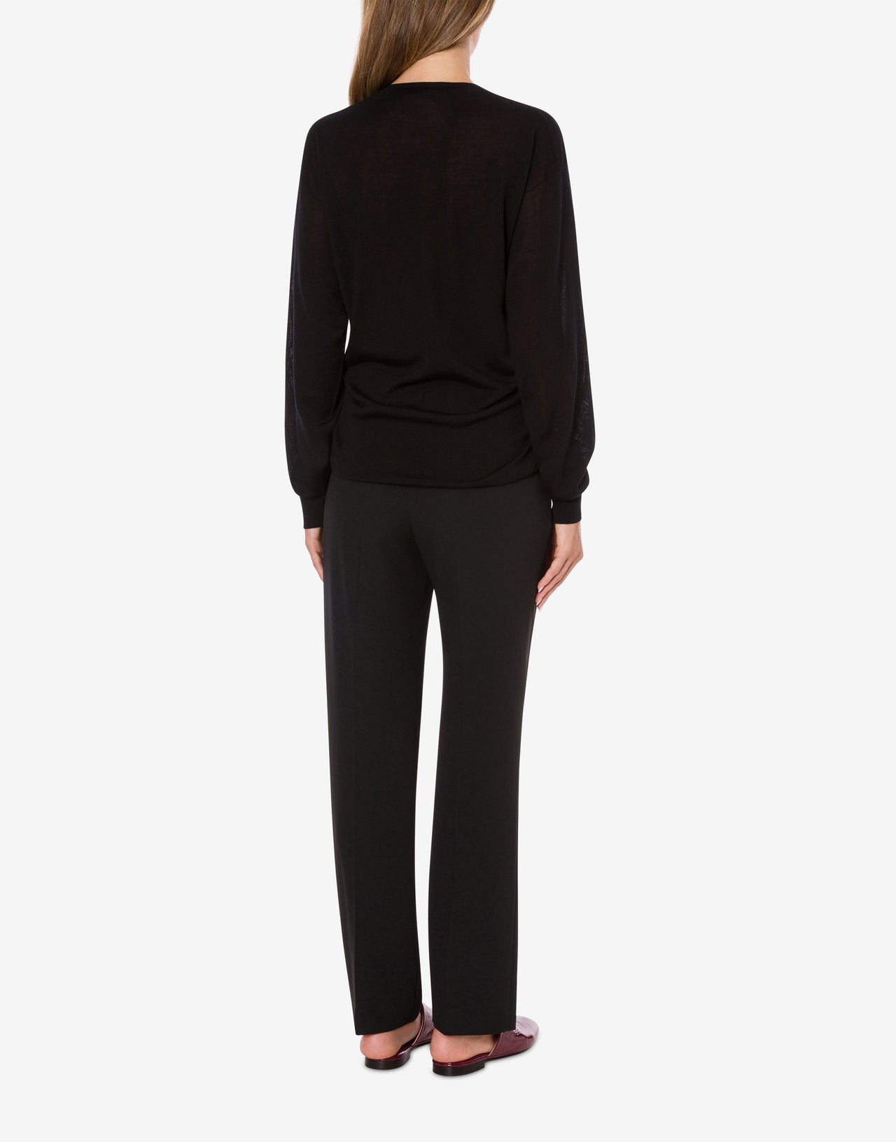 Draped long-sleeved merino cashmere sweater Black Alberta Ferretti Boutique Online 3