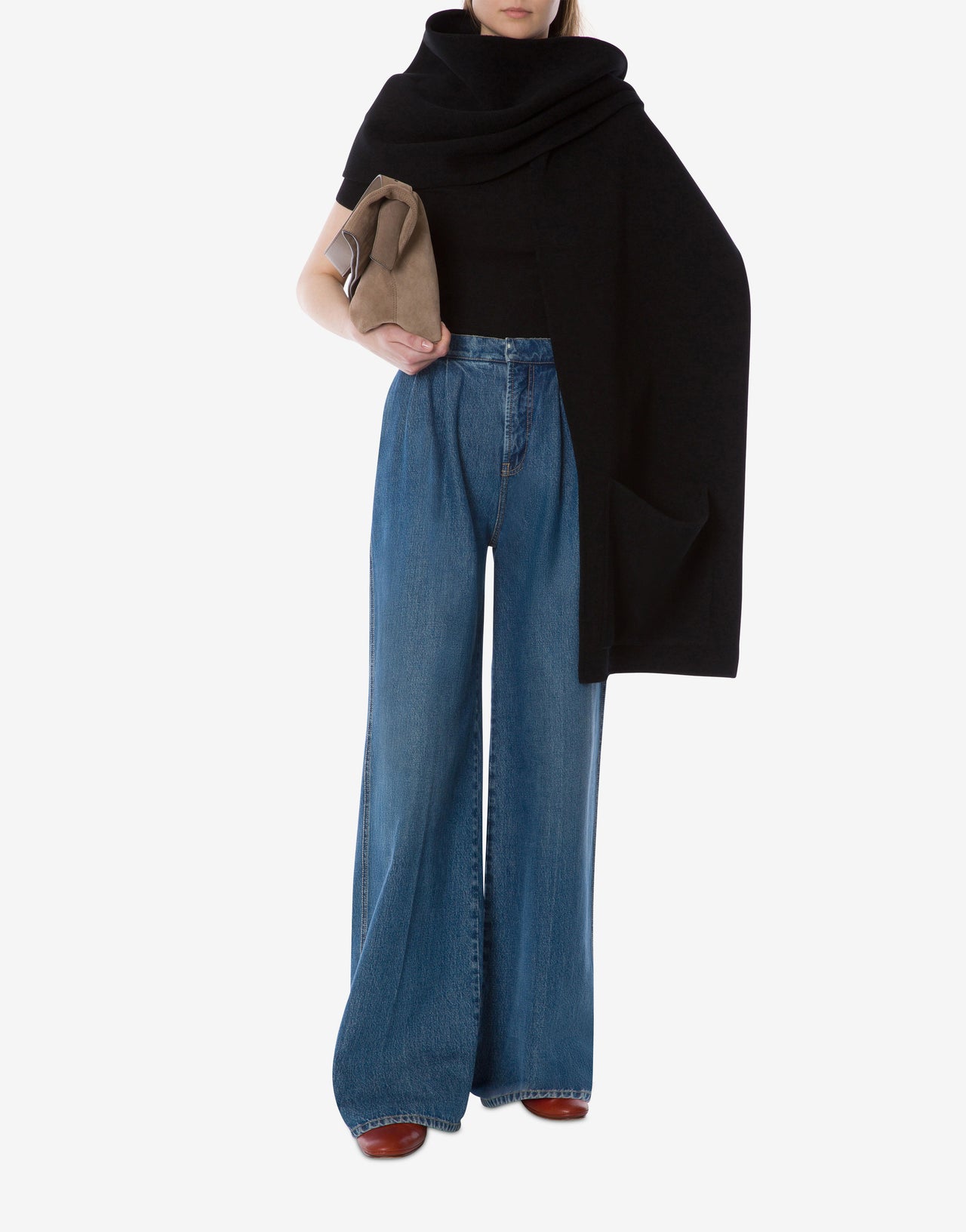 Double felt scarf 黑色 Alberta Ferretti Boutique Online 4