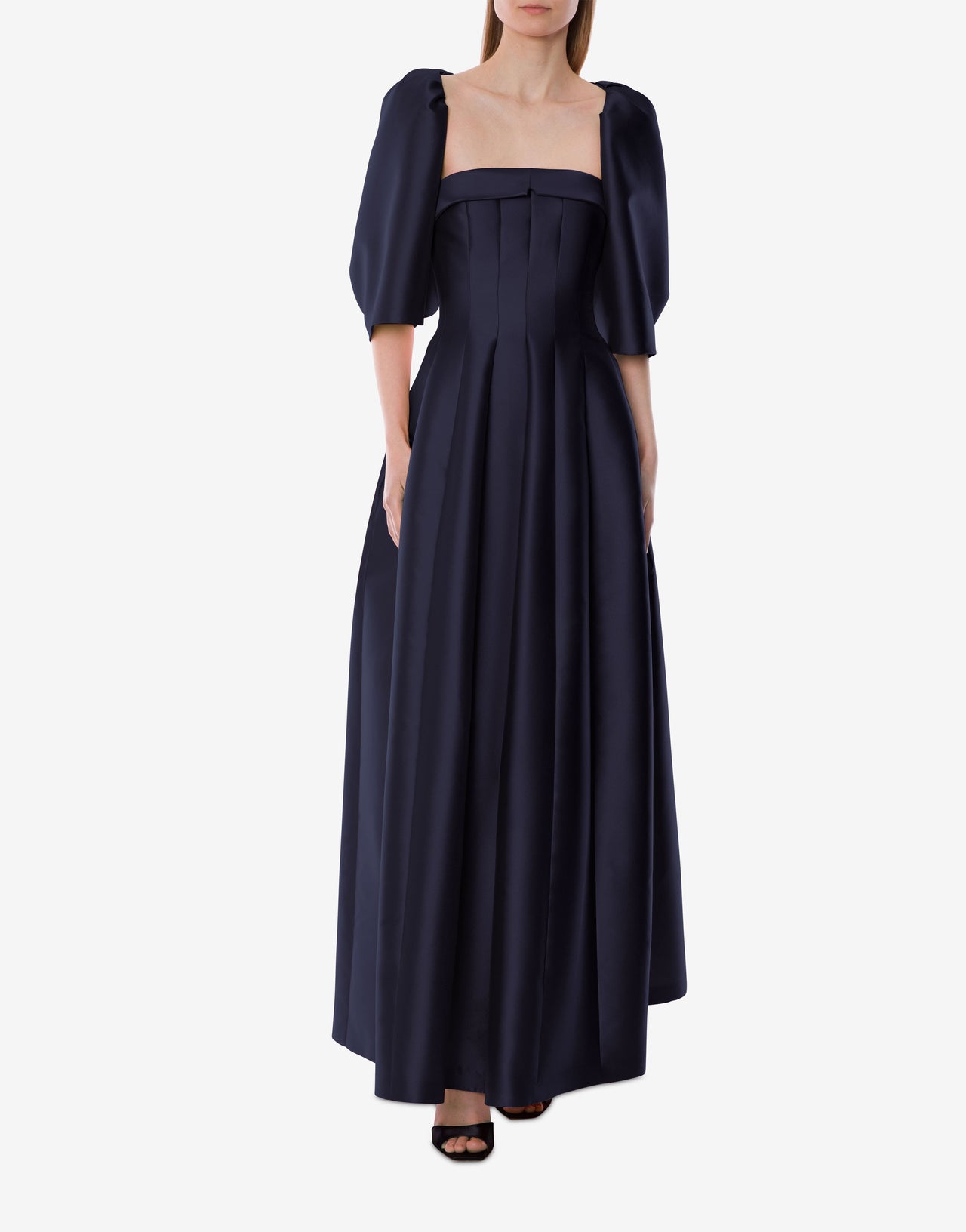 Puff sleeves mikado cape Blue Alberta Ferretti Boutique Online 2