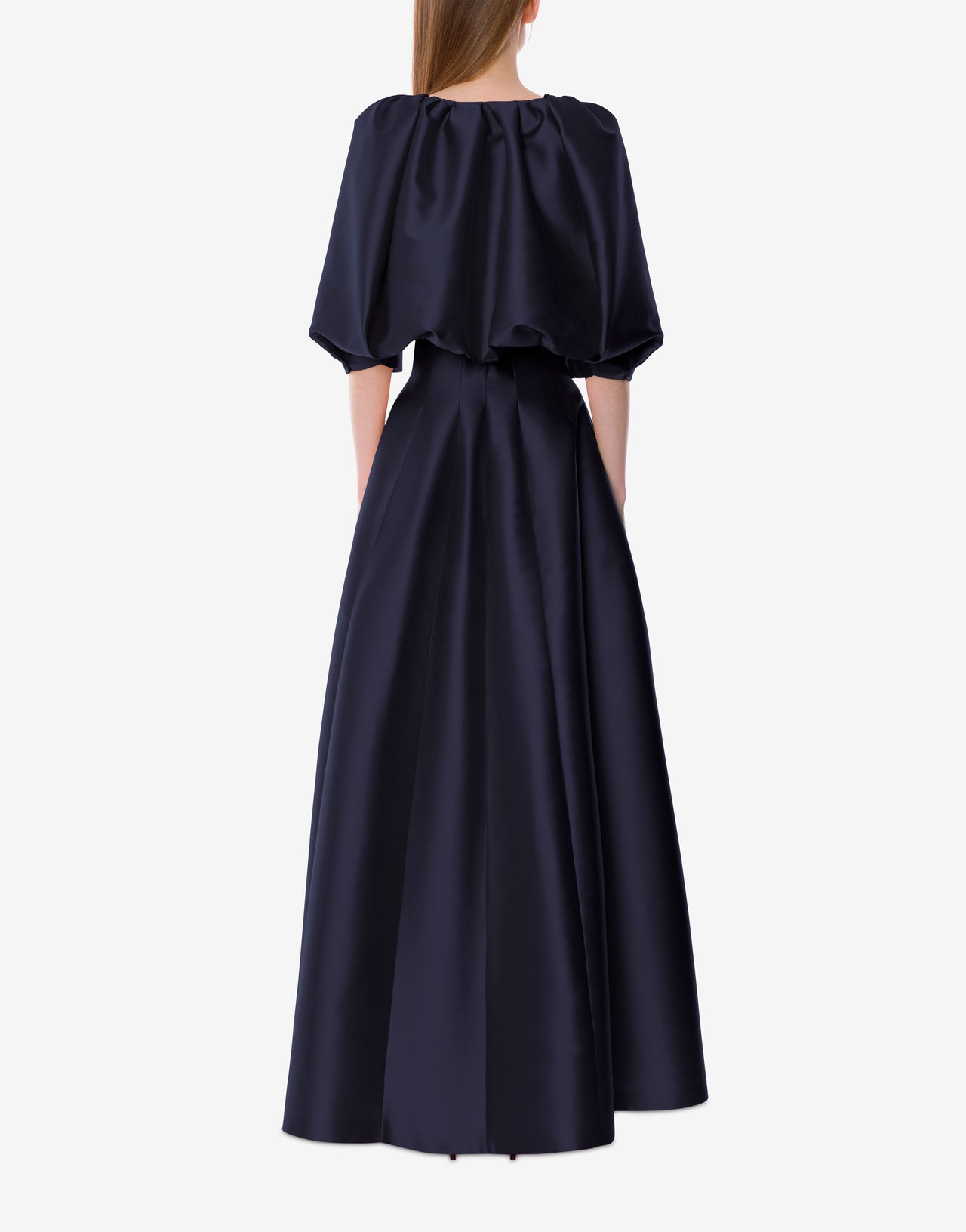 Puff sleeves mikado cape Blue Alberta Ferretti Boutique Online 3