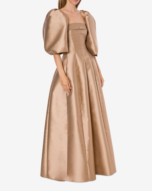 Puff sleeves mikado cape Beige Alberta Ferretti Boutique Online 1
