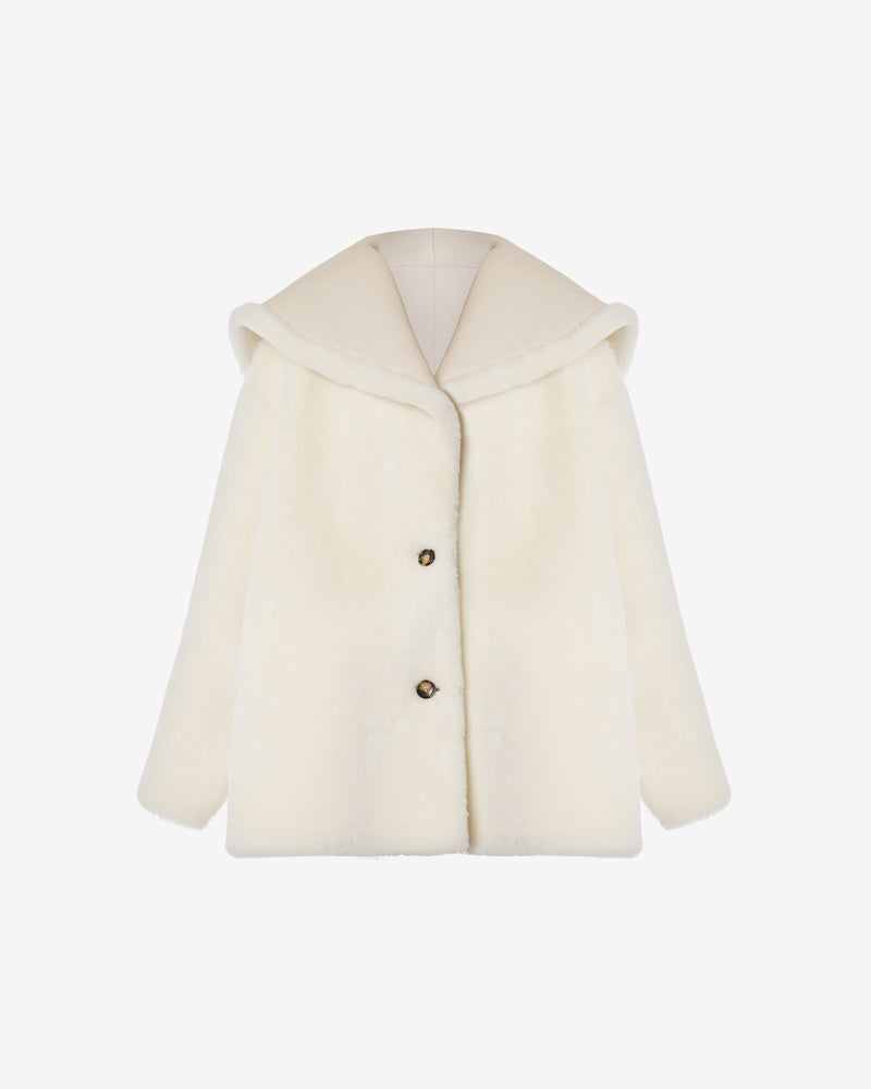 Reversible Shearling Jacket with Hood White Alberta Ferretti Boutique Online 0
