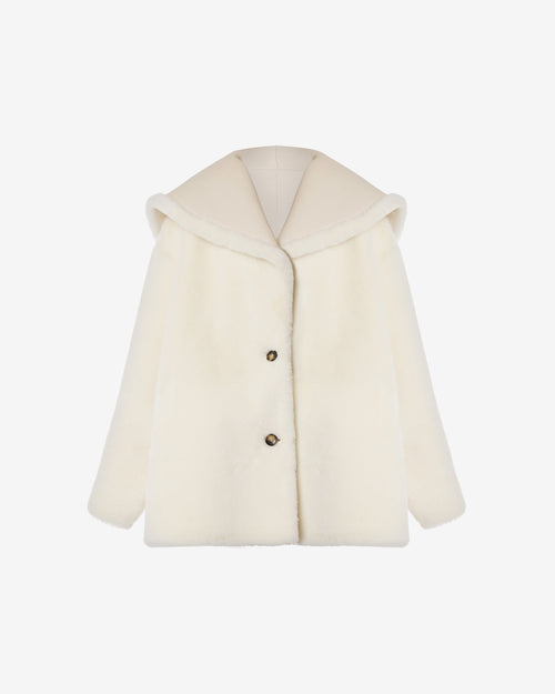Reversible Shearling Jacket with Hood White Alberta Ferretti Boutique Online 0