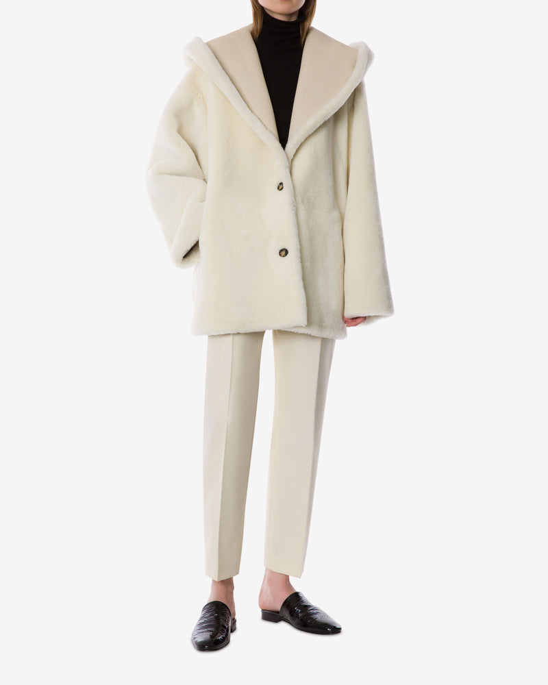 Reversible Shearling Jacket with Hood White Alberta Ferretti Boutique Online 1