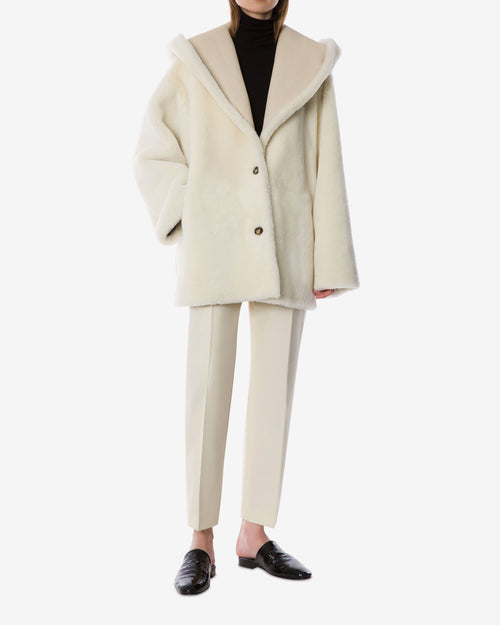 Reversible Shearling Jacket with Hood White Alberta Ferretti Boutique Online 1
