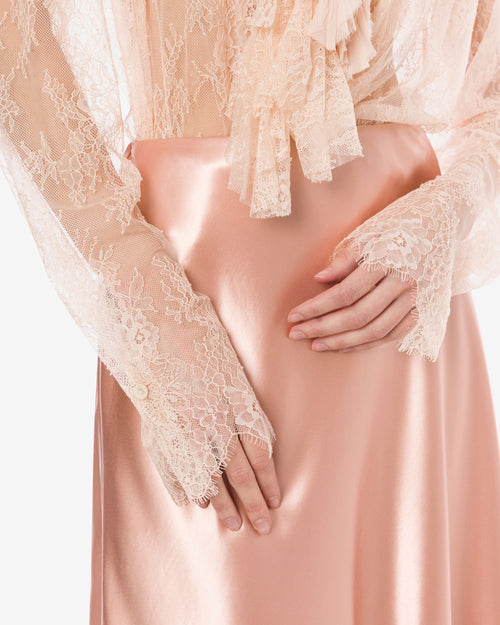 Midi skirt in glossy satin