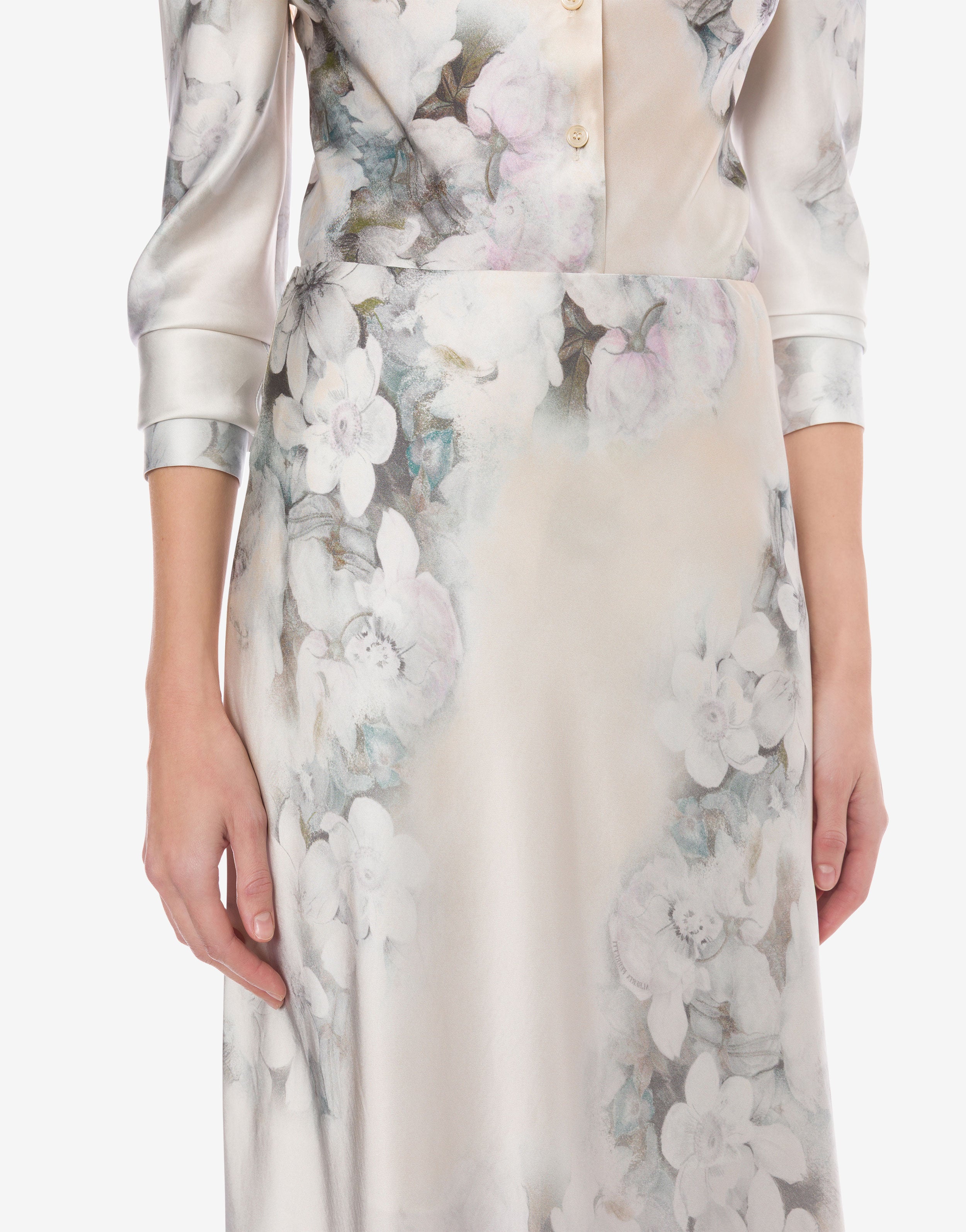 Long skirt in satin with degrade' print | Alberta Ferretti Long skirt in satin with degrade' print | Alberta Ferretti