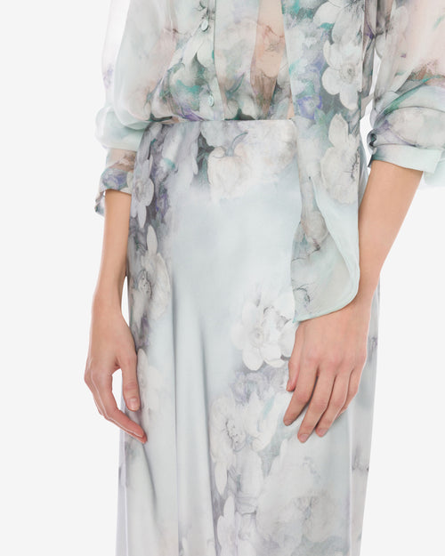 Long skirt in satin with degrade’ print