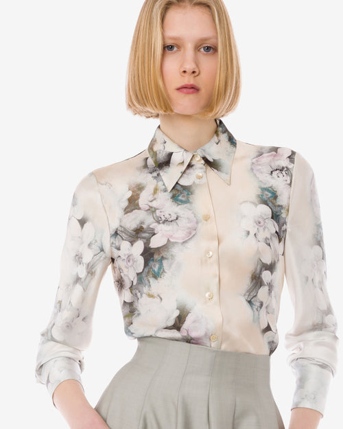 Shirt in washed satin with degrade’ print Ivory Alberta Ferretti Boutique Online 0