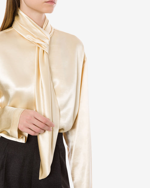 Shirt in glossy satin with knot tie