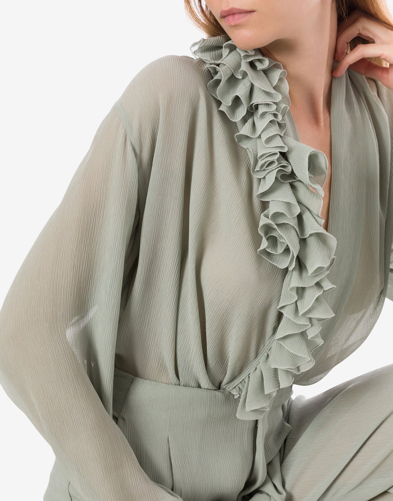 Chemise florale en viscose creponne Gris Alberta Ferretti Boutique Online 4