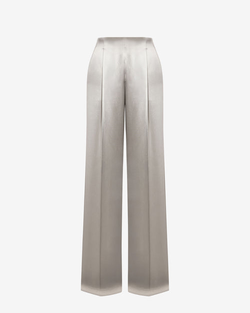 Trousers in glossy satin