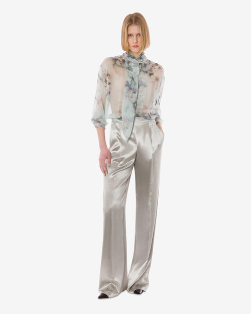 Trousers in glossy satin Grey Alberta Ferretti Boutique Online 0